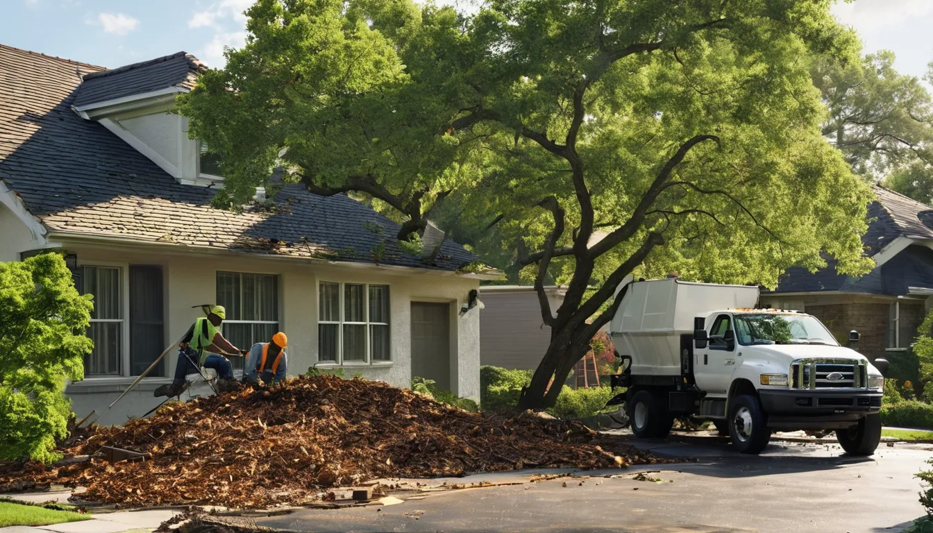 Provider crew clearing a fallen tree from a roof of a home in Zephyrhills